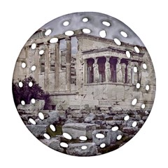 Erechtheum Temple, Athens, Greece Round Filigree Ornament (two Sides) by dflcprintsclothing