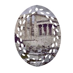 Erechtheum Temple, Athens, Greece Oval Filigree Ornament (two Sides) by dflcprintsclothing