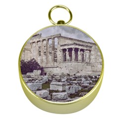 Erechtheum Temple, Athens, Greece Gold Compasses by dflcprintsclothing