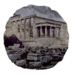 Erechtheum Temple, Athens, Greece Large 18  Premium Flano Round Cushions by dflcprintsclothing