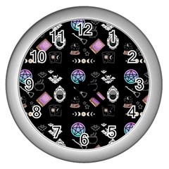 Pastel Goth Witch Wall Clock (silver) by NerdySparkleGoth