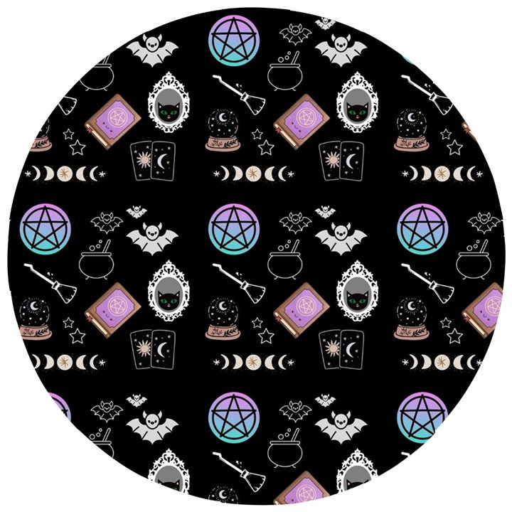 Pastel Goth Witch Wooden Puzzle Round