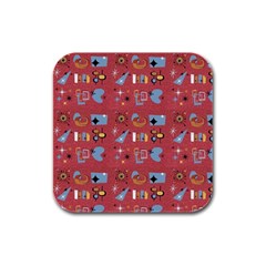 50s Red Rubber Square Coaster (4 Pack)  by NerdySparkleGoth