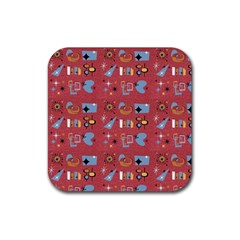 50s Red Rubber Coaster (square)  by NerdySparkleGoth