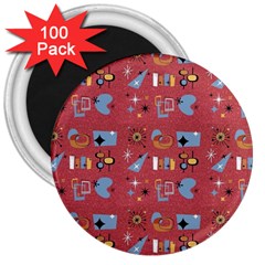 50s Red 3  Magnets (100 Pack) by NerdySparkleGoth