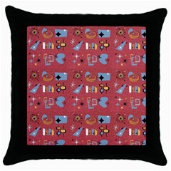 50s Red Throw Pillow Case (black) by NerdySparkleGoth