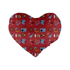 50s Red Standard 16  Premium Flano Heart Shape Cushions by NerdySparkleGoth