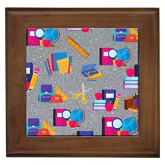 80s And 90s School Pattern Framed Tile by NerdySparkleGoth