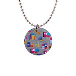 80s and 90s School Pattern 1  Button Necklace Front