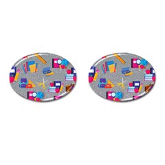 80s And 90s School Pattern Cufflinks (oval) by NerdySparkleGoth