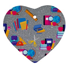 80s And 90s School Pattern Heart Ornament (two Sides) by NerdySparkleGoth