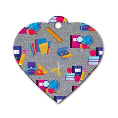 80s And 90s School Pattern Dog Tag Heart (one Side) by NerdySparkleGoth