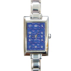 Branches With Peach Flowers Rectangle Italian Charm Watch by SychEva