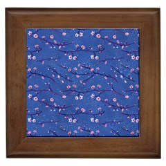 Branches With Peach Flowers Framed Tile by SychEva