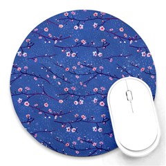 Branches With Peach Flowers Round Mousepads by SychEva