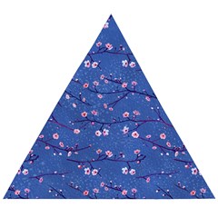 Branches With Peach Flowers Wooden Puzzle Triangle by SychEva