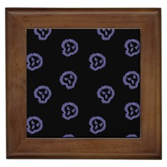 Purple Skulls On Dark Background Framed Tile by SychEva