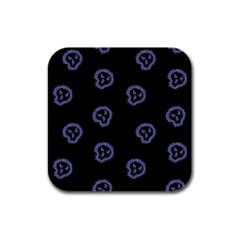 Purple Skulls On Dark Background Rubber Square Coaster (4 Pack)  by SychEva