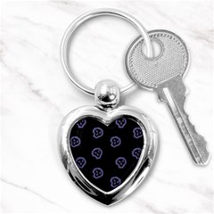 Purple Skulls On Dark Background Key Chain (heart) by SychEva