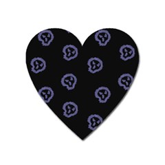 Purple Skulls On Dark Background Heart Magnet by SychEva