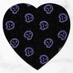 Purple Skulls On Dark Background Jigsaw Puzzle (heart) by SychEva