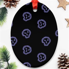 Purple Skulls On Dark Background Oval Ornament (two Sides) by SychEva