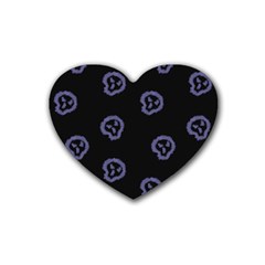 Purple Skulls On Dark Background Heart Coaster (4 Pack)  by SychEva