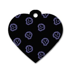 Purple Skulls On Dark Background Dog Tag Heart (one Side) by SychEva