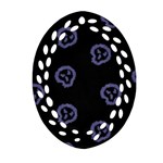 Purple Skulls On Dark Background Oval Filigree Ornament (Two Sides) Front