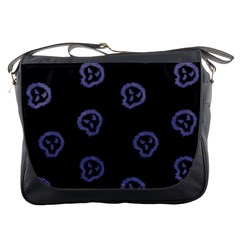 Purple Skulls On Dark Background Messenger Bag by SychEva