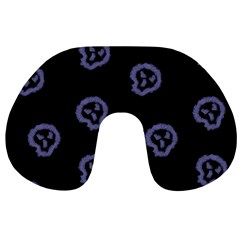 Purple Skulls On Dark Background Travel Neck Pillow by SychEva