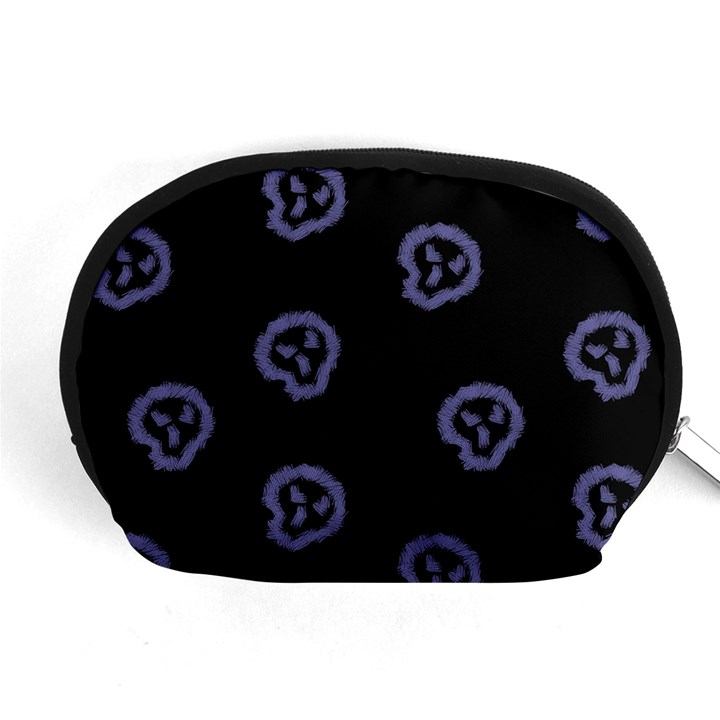 Purple Skulls On Dark Background Accessory Pouch (Medium)