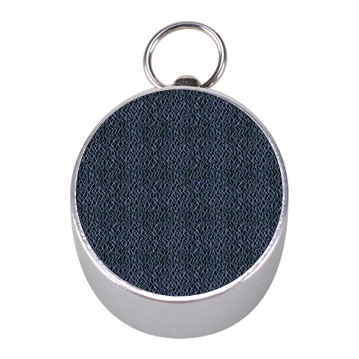 Blue Stripes On Dark Background Mini Silver Compasses