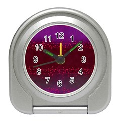 Red Splashes On Purple Background Travel Alarm Clock by SychEva