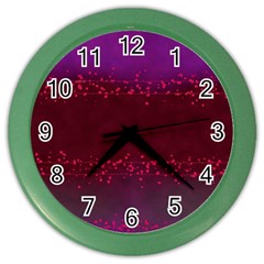 Red Splashes On Purple Background Color Wall Clock by SychEva