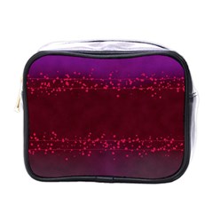 Red Splashes On Purple Background Mini Toiletries Bag (one Side) by SychEva