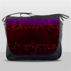 Red Splashes On Purple Background Messenger Bag by SychEva