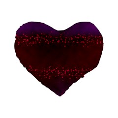 Red Splashes On Purple Background Standard 16  Premium Flano Heart Shape Cushions by SychEva