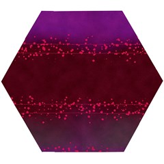 Red Splashes On Purple Background Wooden Puzzle Hexagon by SychEva