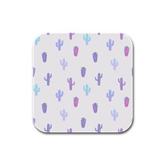 Purple And Blue Cacti Rubber Square Coaster (4 Pack) 