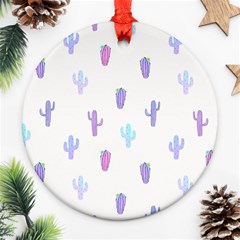 Purple And Blue Cacti Round Ornament (two Sides) by SychEva