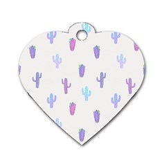 Purple And Blue Cacti Dog Tag Heart (one Side) by SychEva