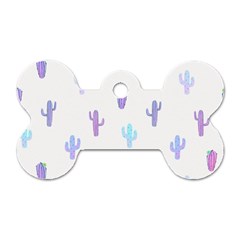 Purple And Blue Cacti Dog Tag Bone (one Side) by SychEva