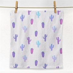 Purple And Blue Cacti Face Towel by SychEva