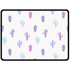 Purple And Blue Cacti Fleece Blanket (large)  by SychEva