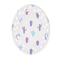 Purple And Blue Cacti Ornament (oval Filigree) by SychEva