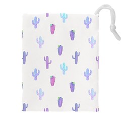 Purple And Blue Cacti Drawstring Pouch (4xl) by SychEva