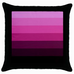 Pink Gradient Stripes Throw Pillow Case (black) by Dazzleway