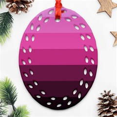 Pink Gradient Stripes Ornament (oval Filigree) by Dazzleway