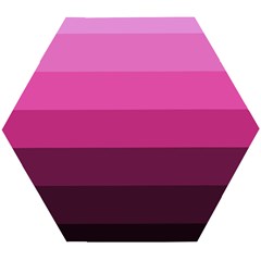 Pink Gradient Stripes Wooden Puzzle Hexagon by Dazzleway